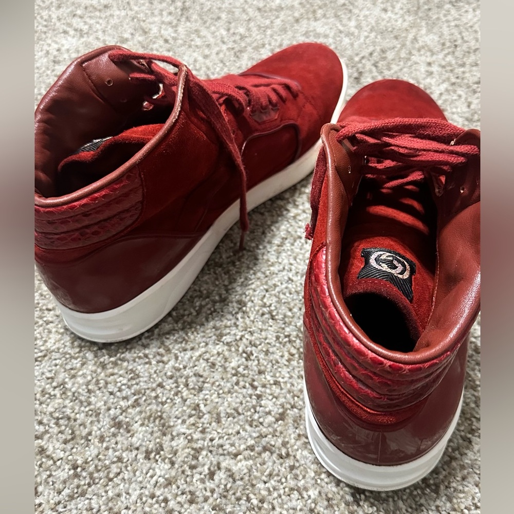 Gucci GG Hightop Red Suede Leather Men’s Fashion Sneakers Size 13 C - Picture 3 of 5